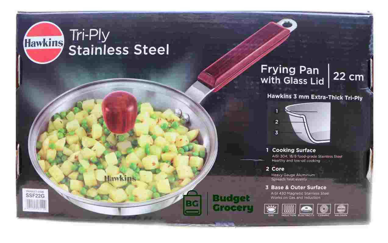 Hawkins SS Frying Pan With Glass Lid 22CM