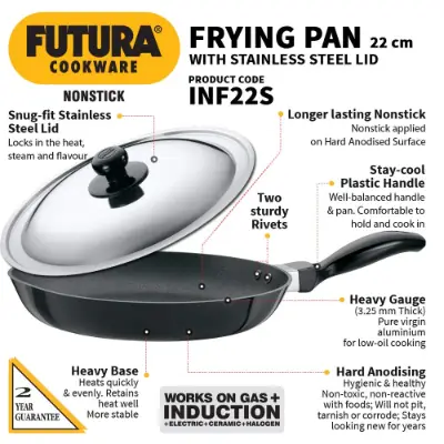 Futura Frying Pan 22cm Non-stick With SS Lid